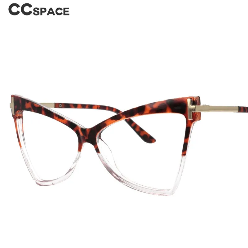 CCspace Women's Full Rim Oversized Cat Eye Resin Alloy Frame Eyeglasses 51039