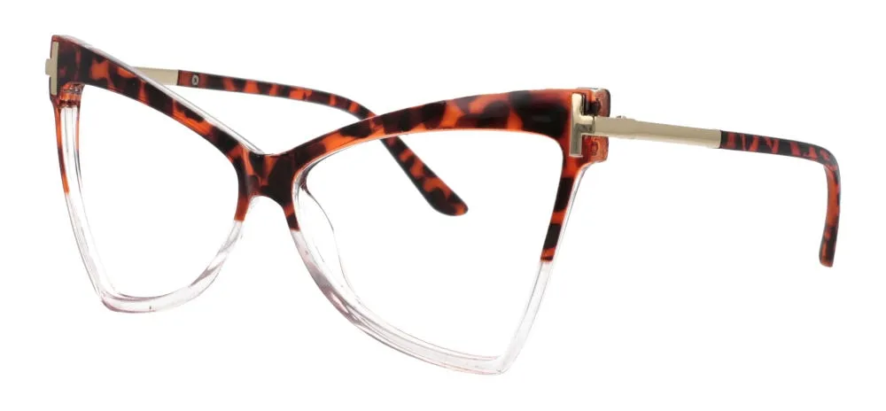 CCspace Women's Full Rim Oversized Cat Eye Resin Alloy Frame Eyeglasses 51039