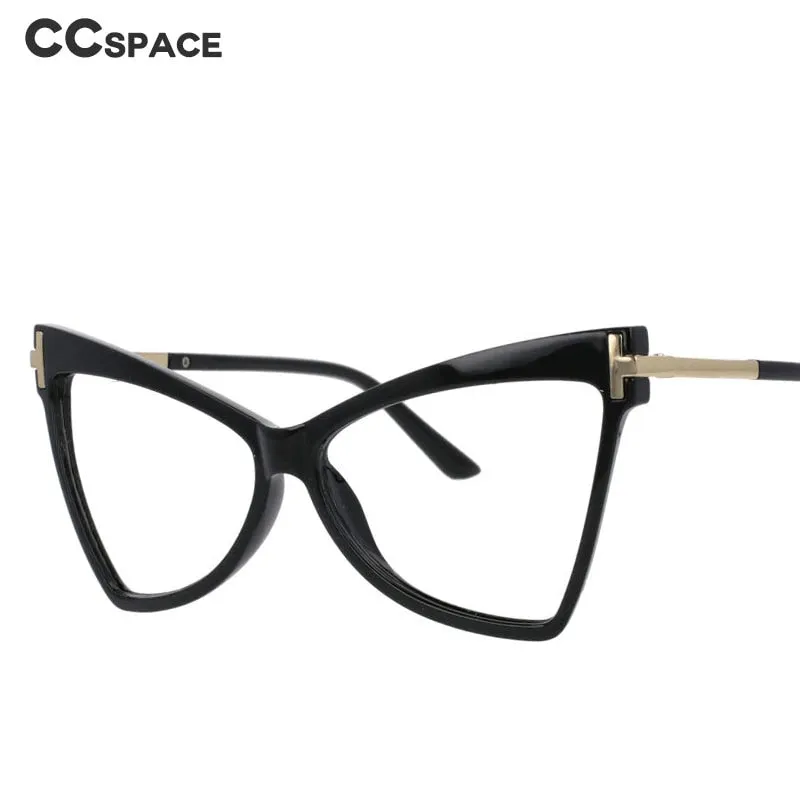 CCspace Women's Full Rim Oversized Cat Eye Resin Alloy Frame Eyeglasses 51039