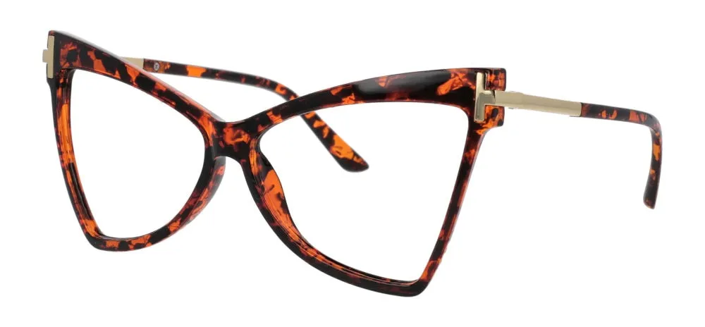 CCspace Women's Full Rim Oversized Cat Eye Resin Alloy Frame Eyeglasses 51039