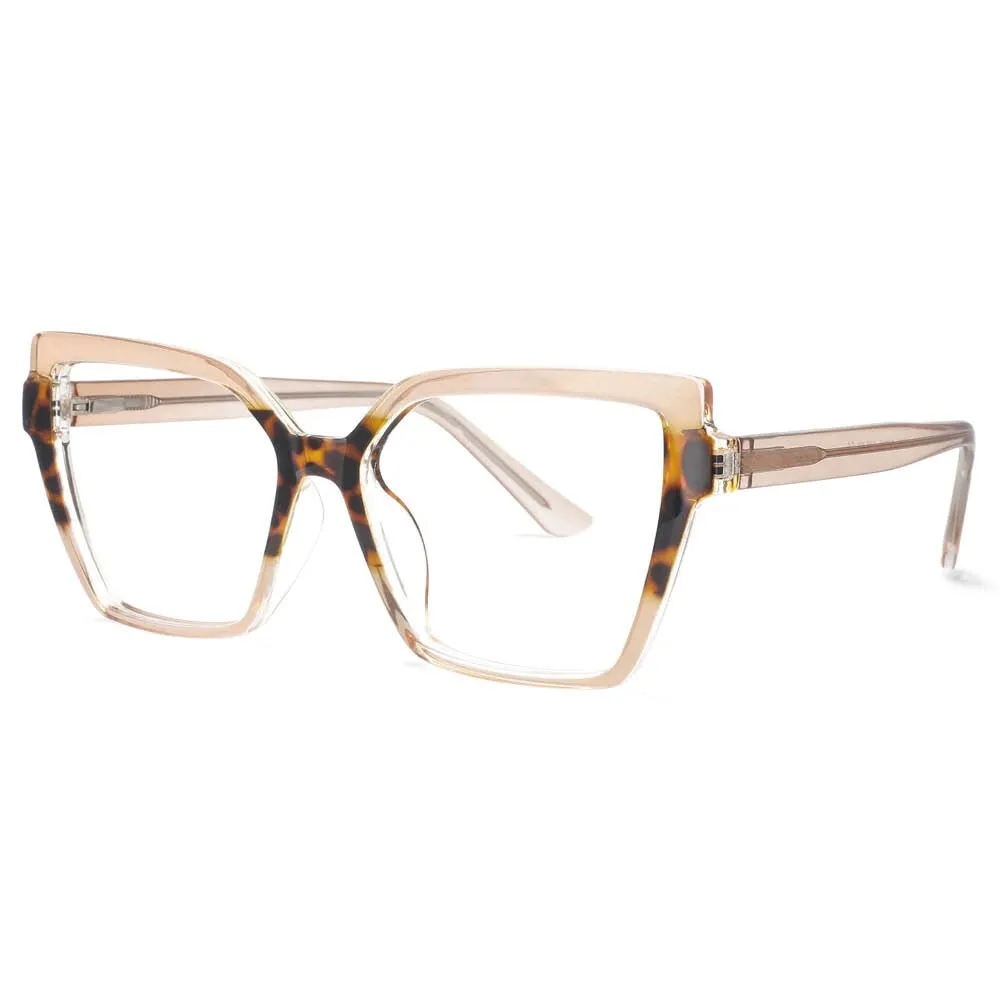 CCspace Women's Full Rim Oversized Square Cat Eye Tr 90 Titanium Frame Eyeglasses 53683