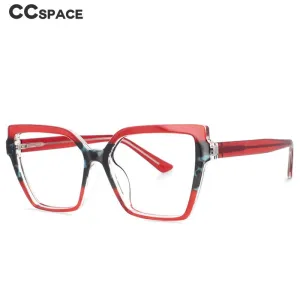 CCspace Women's Full Rim Oversized Square Cat Eye Tr 90 Titanium Frame Eyeglasses 53683