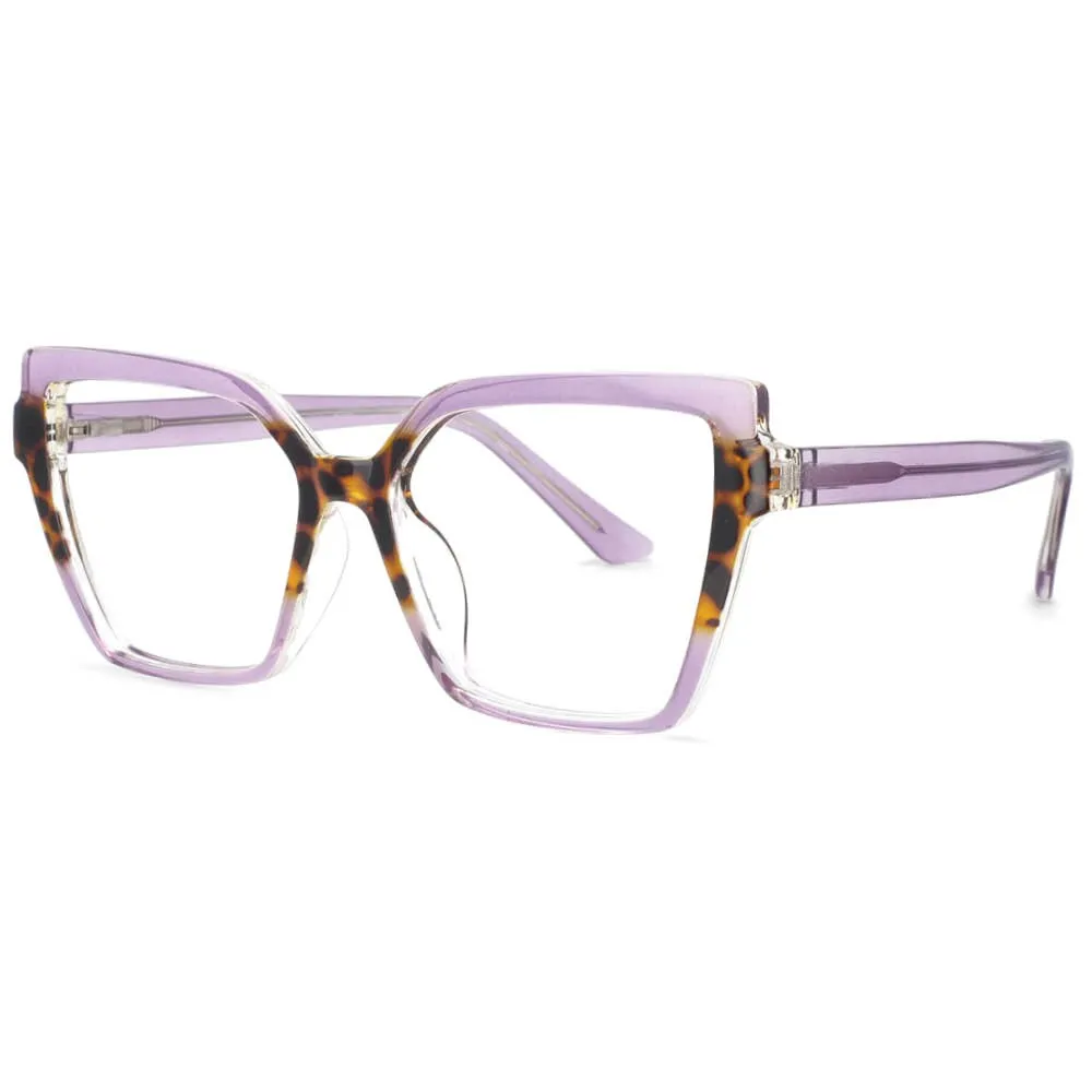 CCspace Women's Full Rim Oversized Square Cat Eye Tr 90 Titanium Frame Eyeglasses 53683