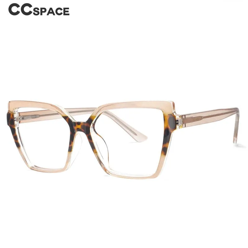 CCspace Women's Full Rim Oversized Square Cat Eye Tr 90 Titanium Frame Eyeglasses 53683