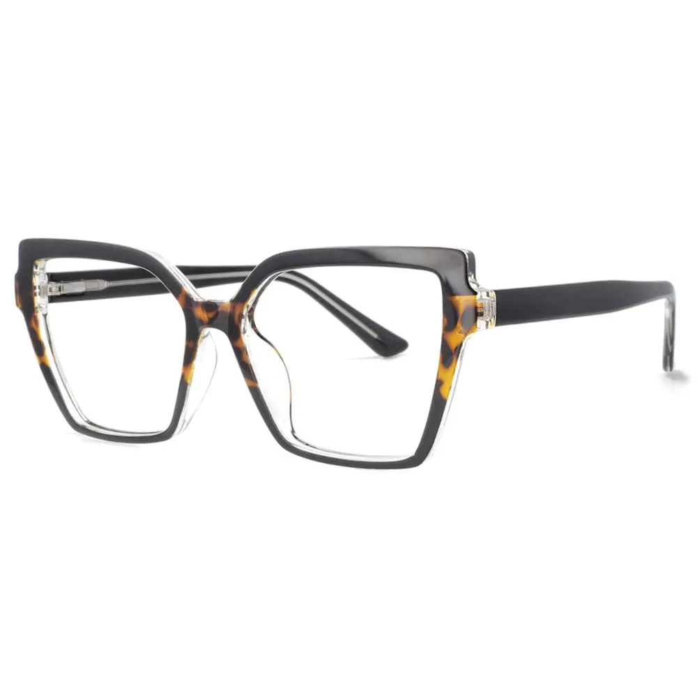 CCspace Women's Full Rim Oversized Square Cat Eye Tr 90 Titanium Frame Eyeglasses 53683