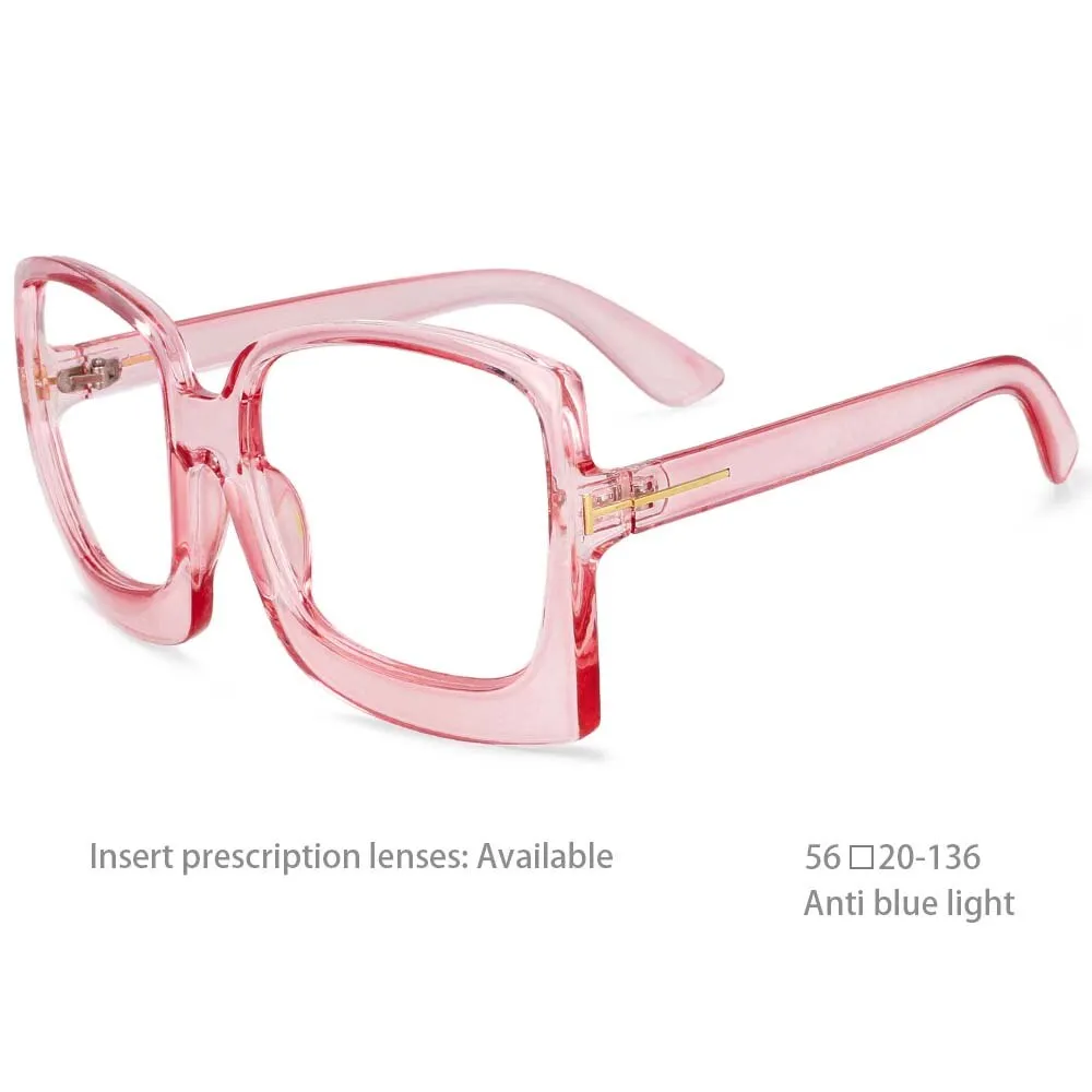 CCspace Women's Full Rim Oversized Square Resin Frame Eyeglasses 54480