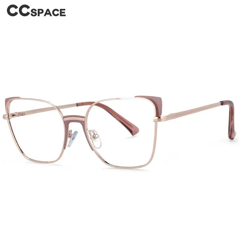 CCspace Women's Full Rim Rectangle Cat Eye Alloy Frame Eyeglasses 53587