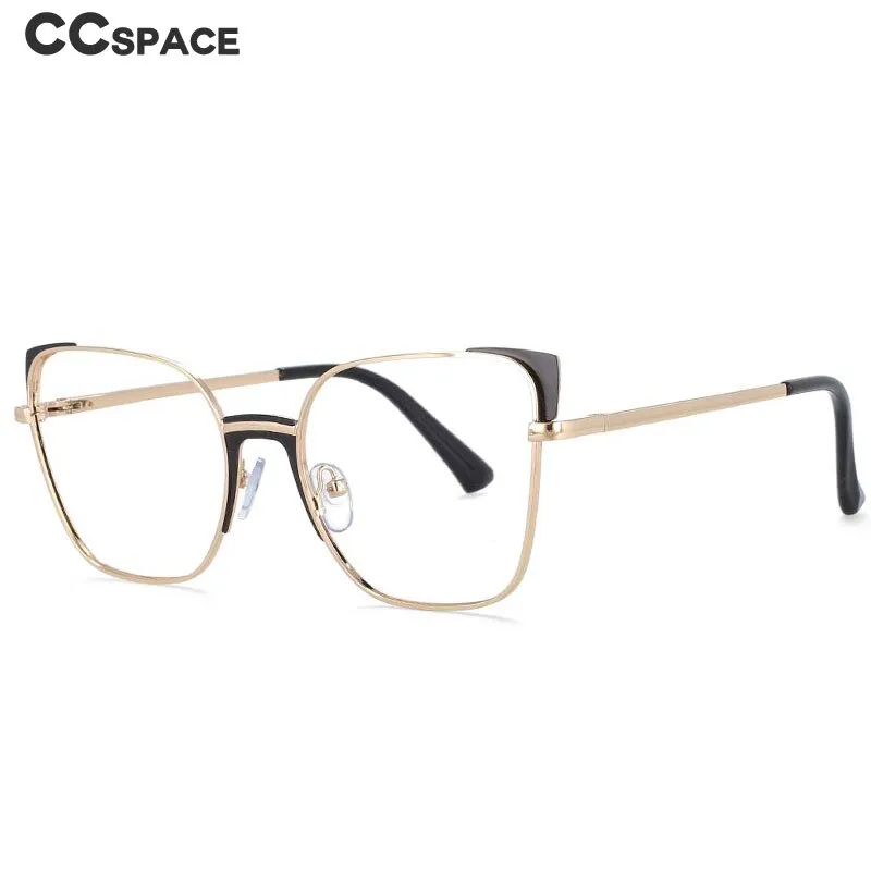 CCspace Women's Full Rim Rectangle Cat Eye Alloy Frame Eyeglasses 53587