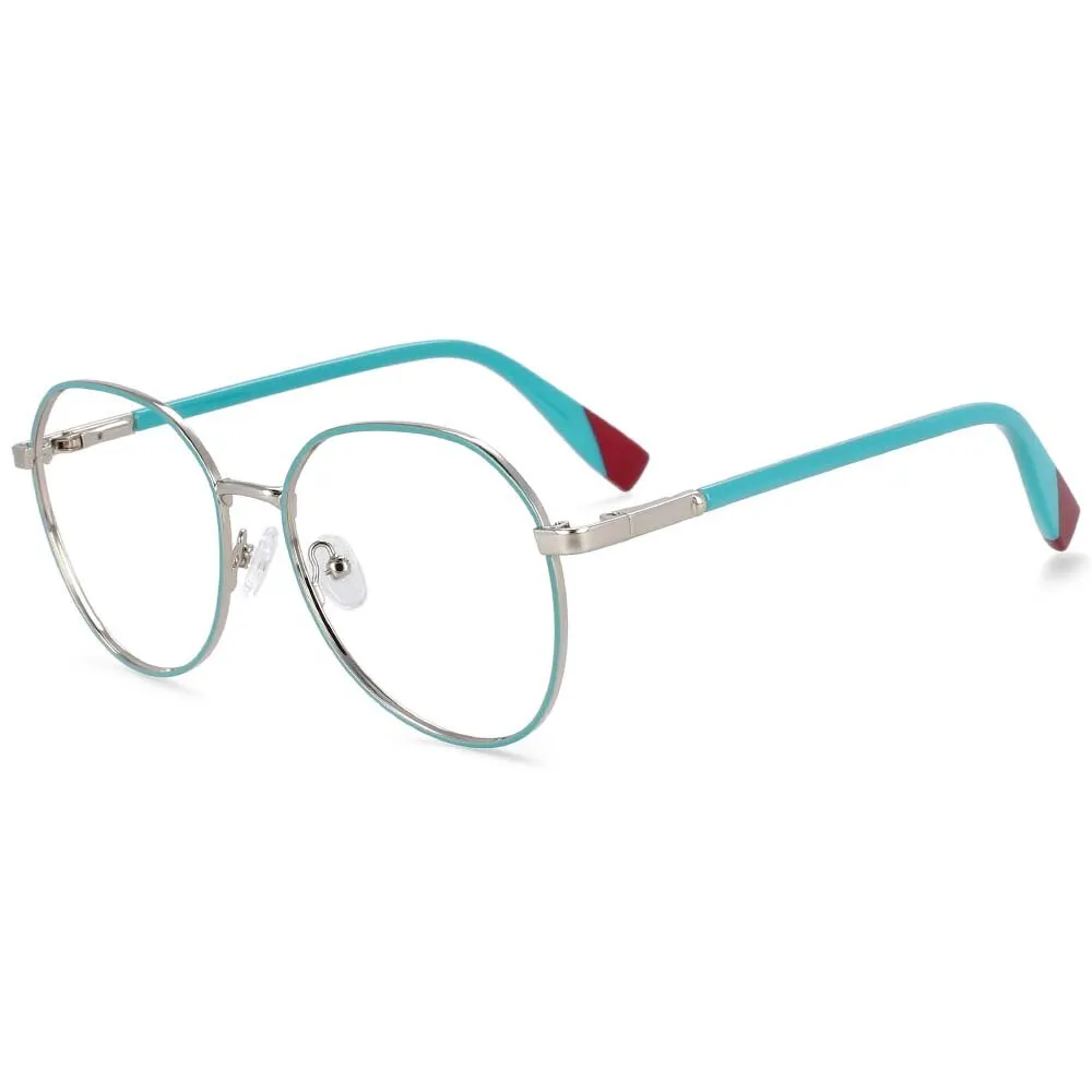 CCspace Women's Full Rim Round Acetate Alloy Frame Eyeglasses 54263