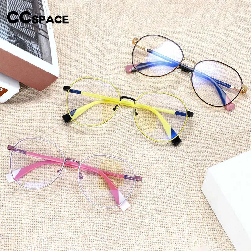 CCspace Women's Full Rim Round Acetate Alloy Frame Eyeglasses 54263