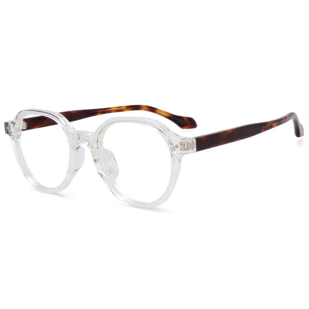 CCspace Women's Full Rim Round Acetate Titanium Frame Eyeglasses 54255