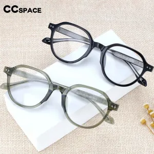 CCspace Women's Full Rim Round Acetate Titanium Frame Eyeglasses 54255