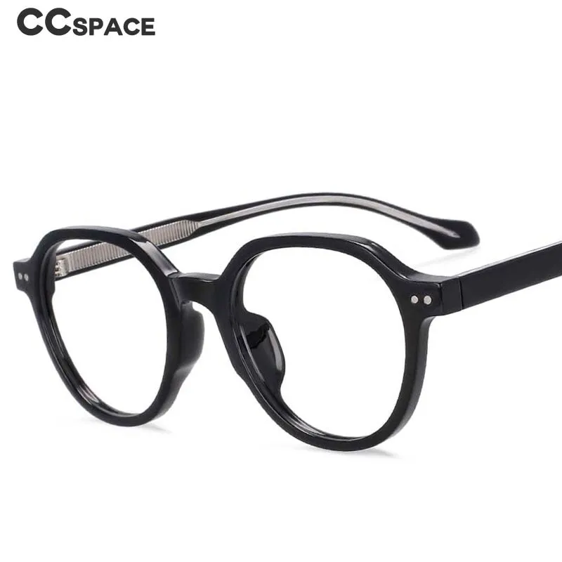 CCspace Women's Full Rim Round Acetate Titanium Frame Eyeglasses 54255