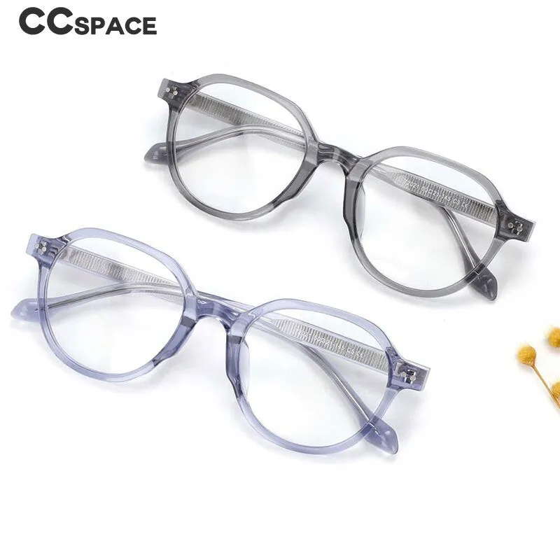 CCspace Women's Full Rim Round Acetate Titanium Frame Eyeglasses 54255