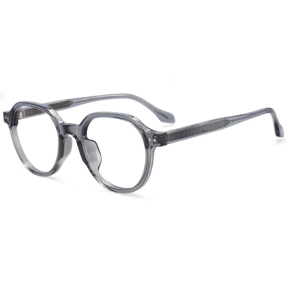 CCspace Women's Full Rim Round Acetate Titanium Frame Eyeglasses 54255