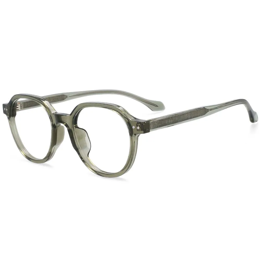 CCspace Women's Full Rim Round Acetate Titanium Frame Eyeglasses 54255