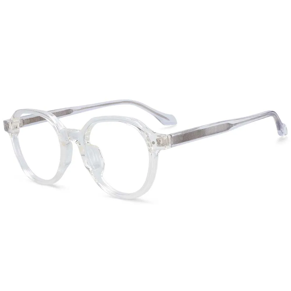 CCspace Women's Full Rim Round Acetate Titanium Frame Eyeglasses 54255