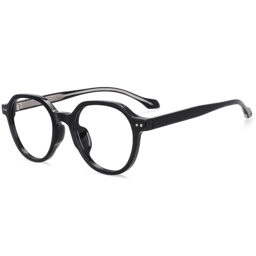 CCspace Women's Full Rim Round Acetate Titanium Frame Eyeglasses 54255