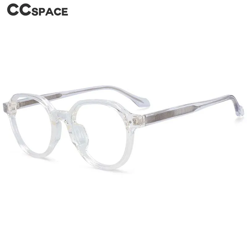 CCspace Women's Full Rim Round Acetate Titanium Frame Eyeglasses 54255