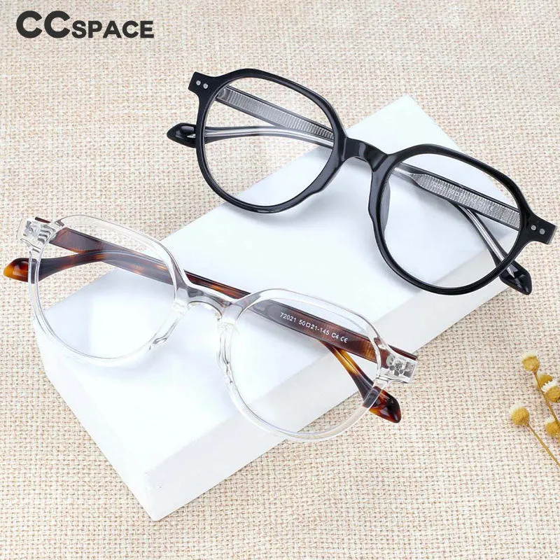 CCspace Women's Full Rim Round Acetate Titanium Frame Eyeglasses 54255