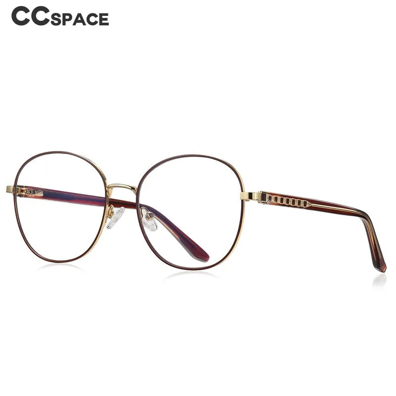 CCspace Womens Round Full-Rim Alloy Eyeglasses 56522