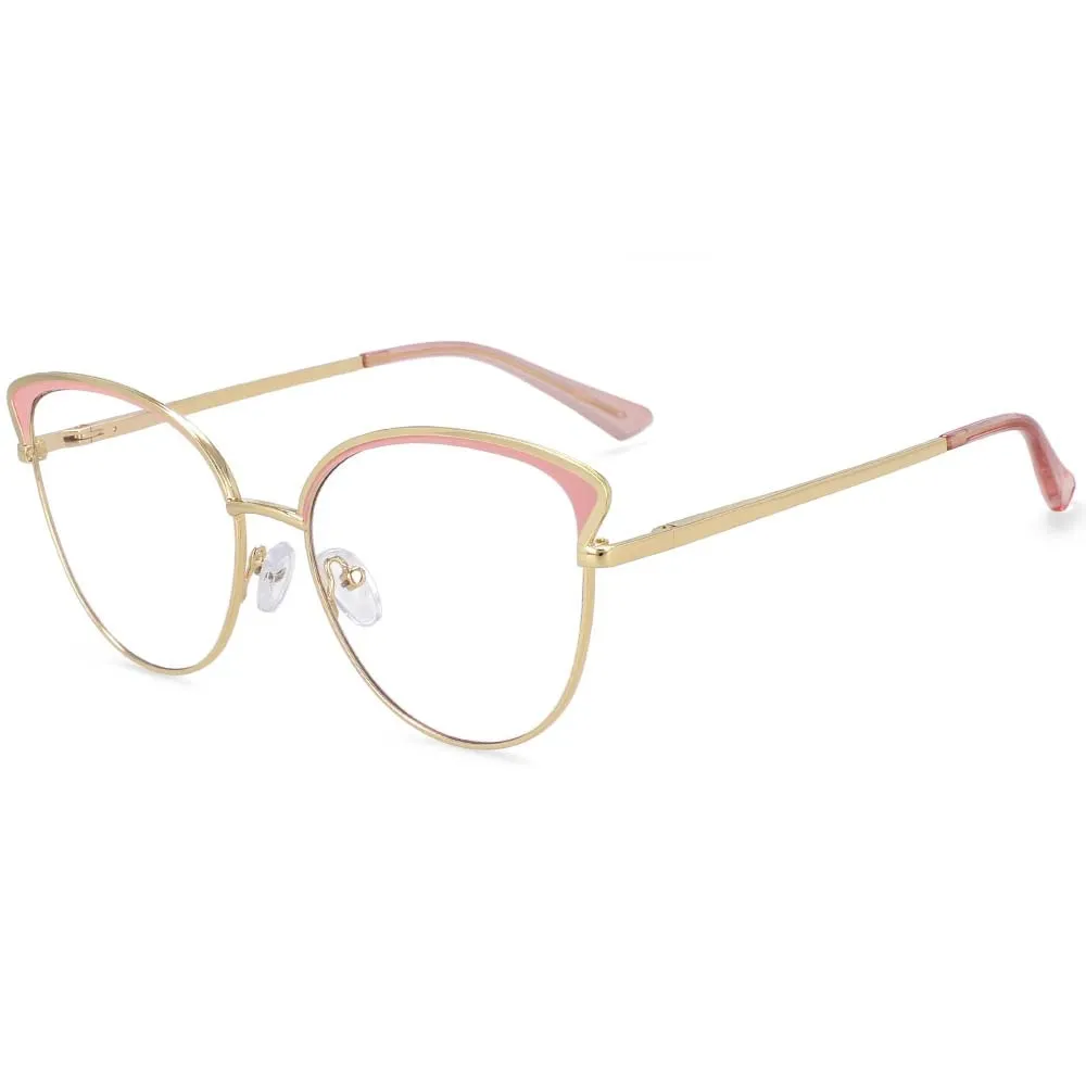 CCspace Women's Full Rim Round Cat Eye Acetate Alloy Eyeglasses 54239