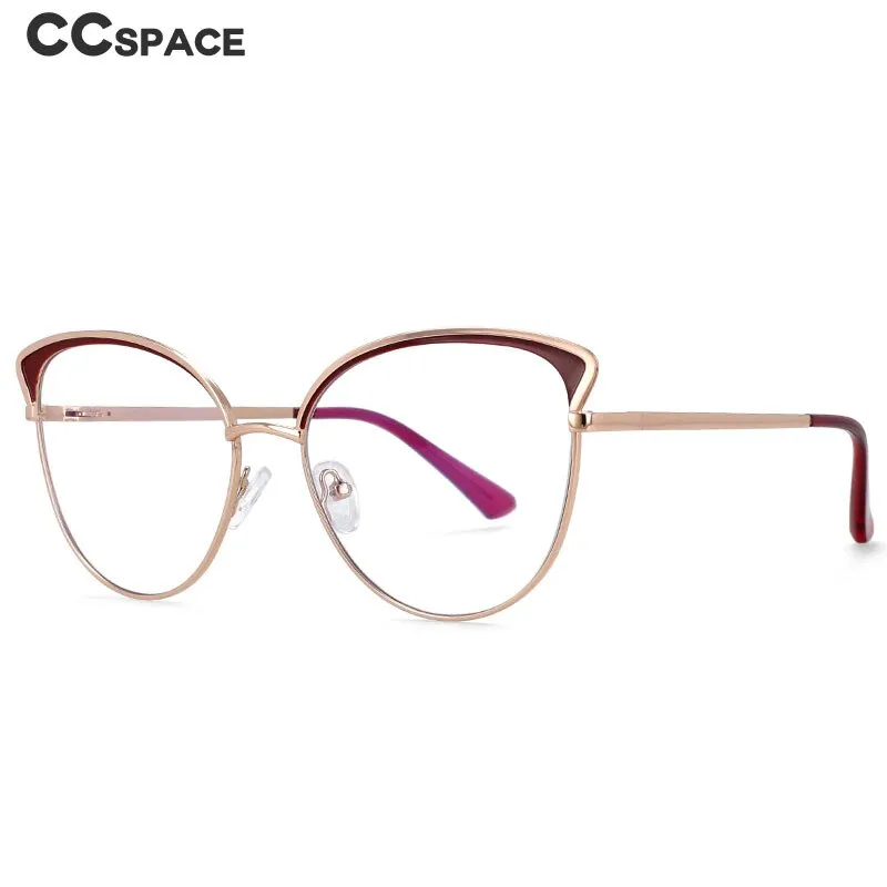 CCspace Women's Full Rim Round Cat Eye Acetate Alloy Eyeglasses 54239