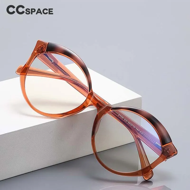 CCspace Women's Full Rim Round Cat Eye Tr 90 Titanium Frame Eyeglasses 54586