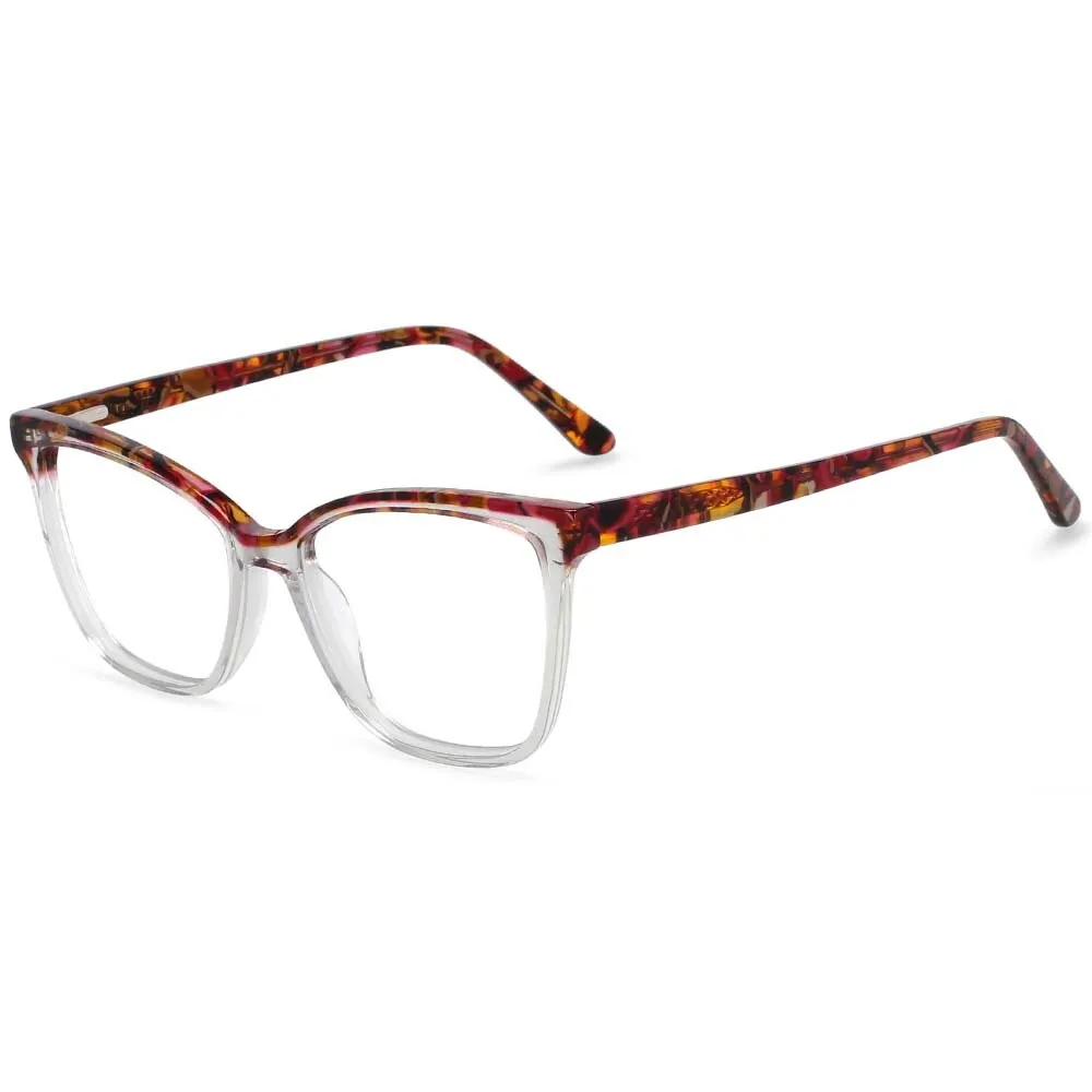 CCspace Women's Full Rim Square Acetate Frame Eyeglasses 54374