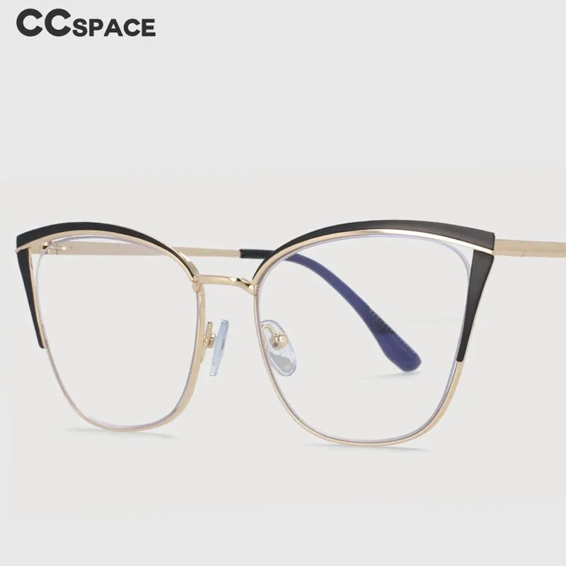 CCspace Women's Full Rim Square Cat Eye Alloy Eyeglasses 53545