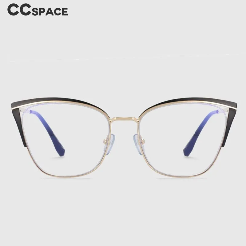 CCspace Women's Full Rim Square Cat Eye Alloy Eyeglasses 53545