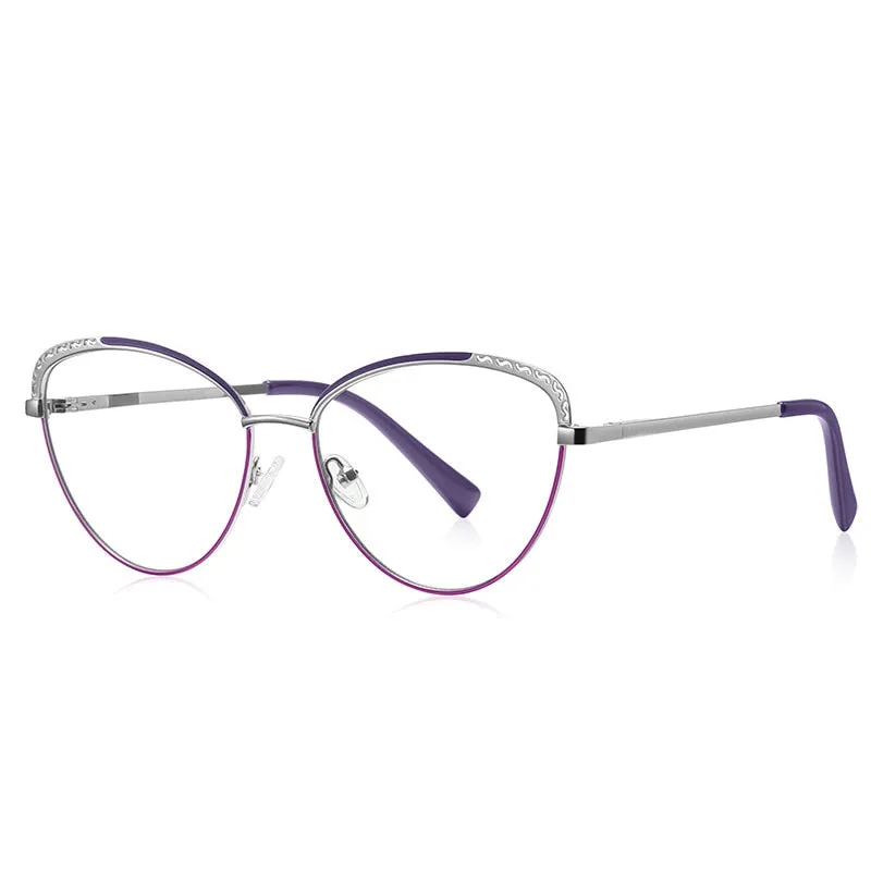 CCspace Women's Full Rim Square Cat Eye Alloy Eyeglasses 56798