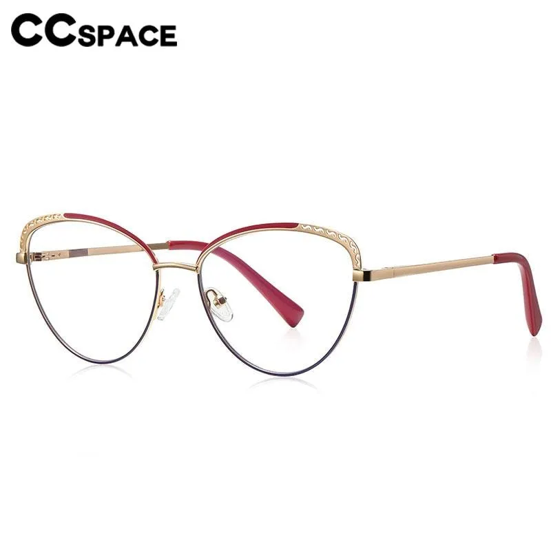 CCspace Women's Full Rim Square Cat Eye Alloy Eyeglasses 56798