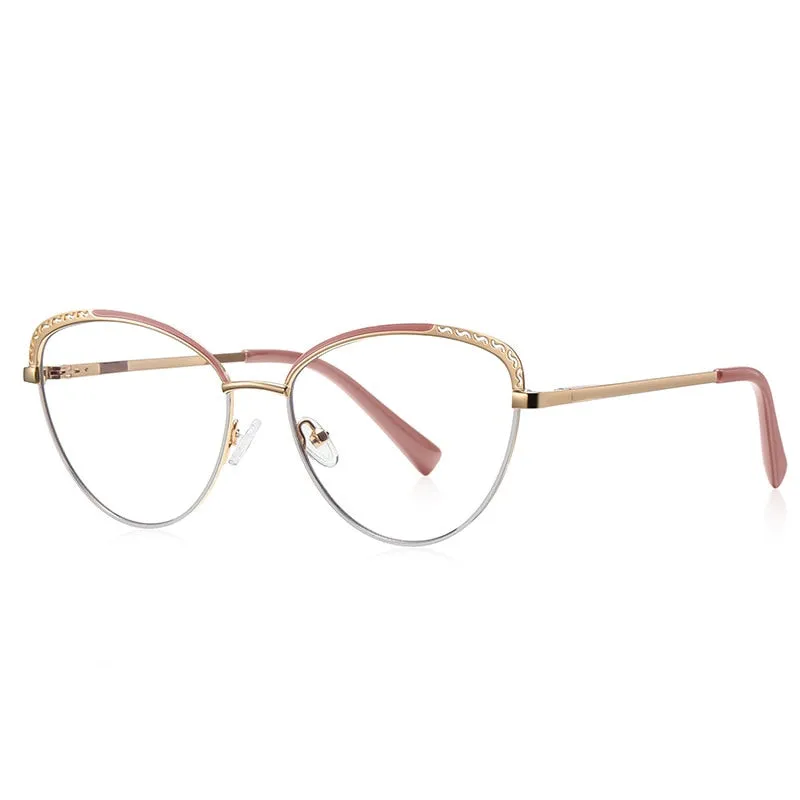 CCspace Women's Full Rim Square Cat Eye Alloy Eyeglasses 56798