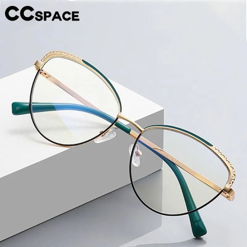 CCspace Women's Full Rim Square Cat Eye Alloy Eyeglasses 56798