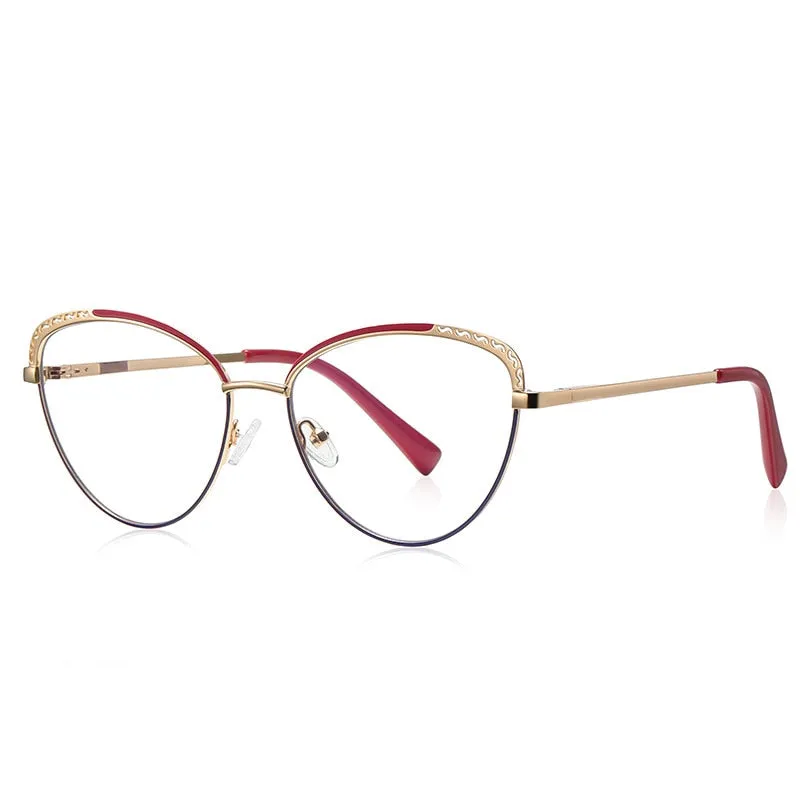 CCspace Women's Full Rim Square Cat Eye Alloy Eyeglasses 56798