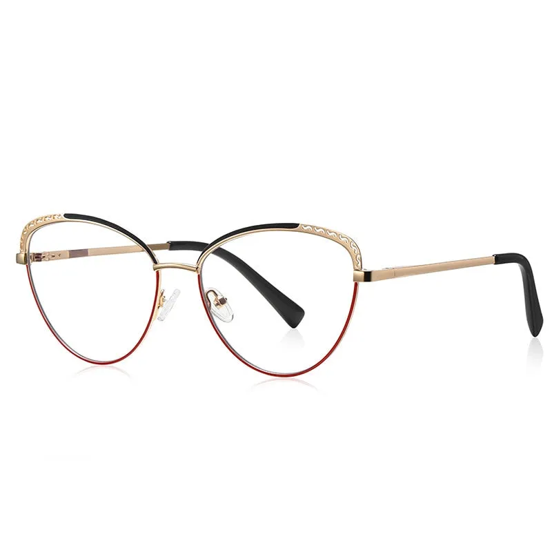 CCspace Women's Full Rim Square Cat Eye Alloy Eyeglasses 56798