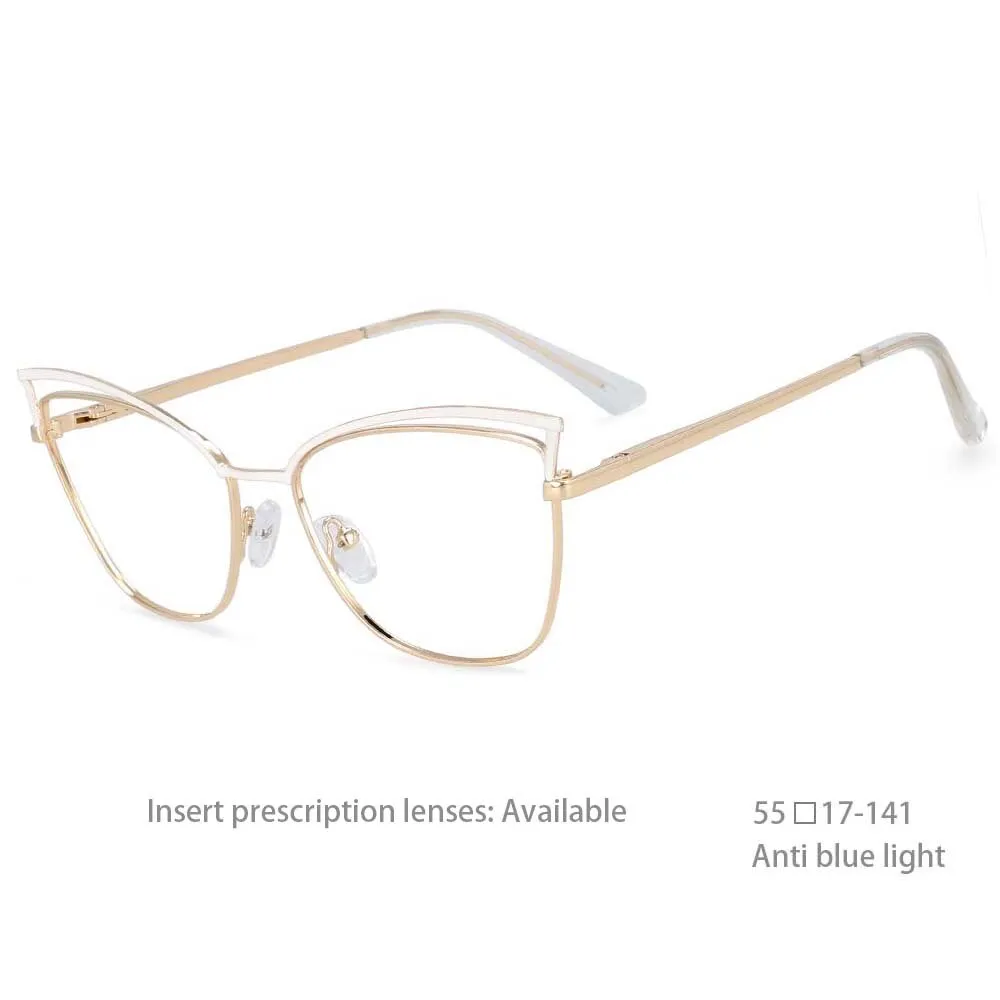 CCspace Women's Full Rim Square Cat Eye Alloy Frame Eyeglasses 54396