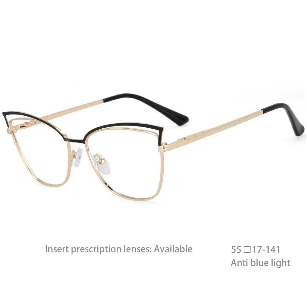 CCspace Women's Full Rim Square Cat Eye Alloy Frame Eyeglasses 54396