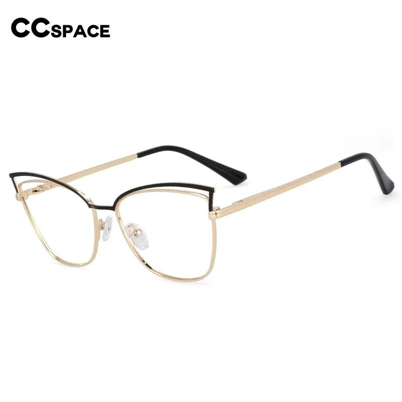 CCspace Women's Full Rim Square Cat Eye Alloy Frame Eyeglasses 54396