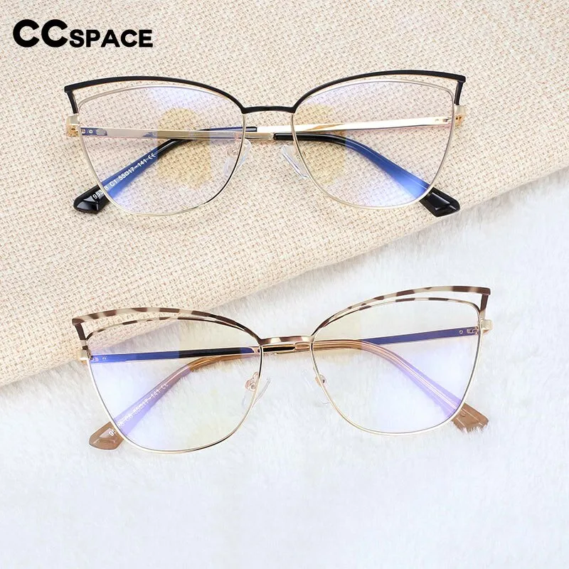 CCspace Women's Full Rim Square Cat Eye Alloy Frame Eyeglasses 54396