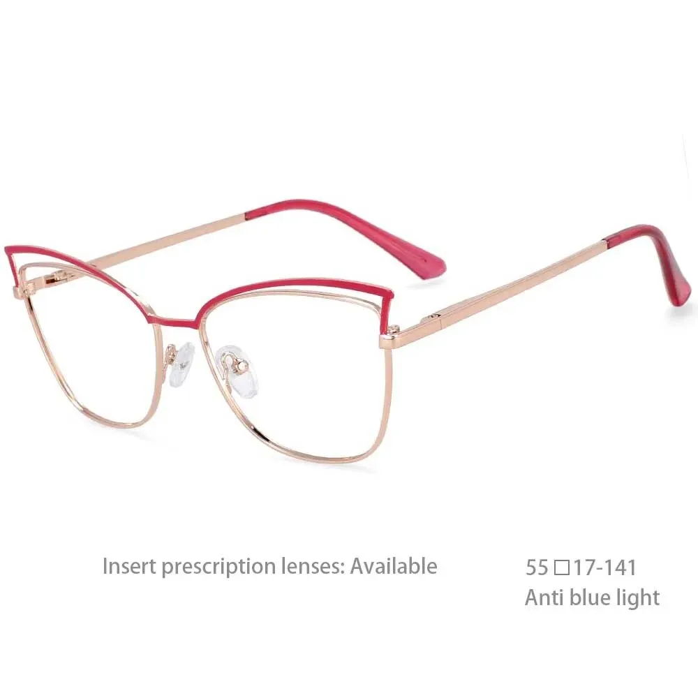 CCspace Women's Full Rim Square Cat Eye Alloy Frame Eyeglasses 54396