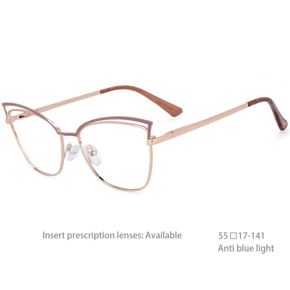 CCspace Women's Full Rim Square Cat Eye Alloy Frame Eyeglasses 54396