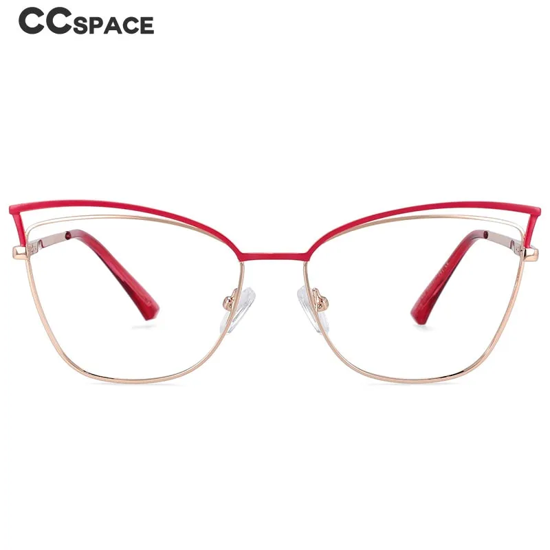 CCspace Women's Full Rim Square Cat Eye Alloy Frame Eyeglasses 54396