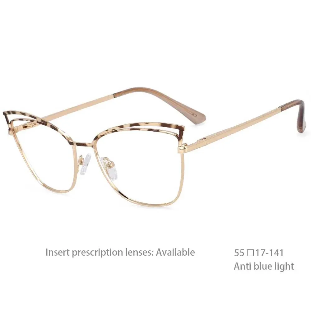 CCspace Women's Full Rim Square Cat Eye Alloy Frame Eyeglasses 54396