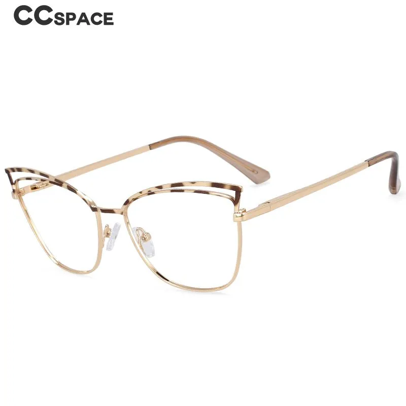 CCspace Women's Full Rim Square Cat Eye Alloy Frame Eyeglasses 54396