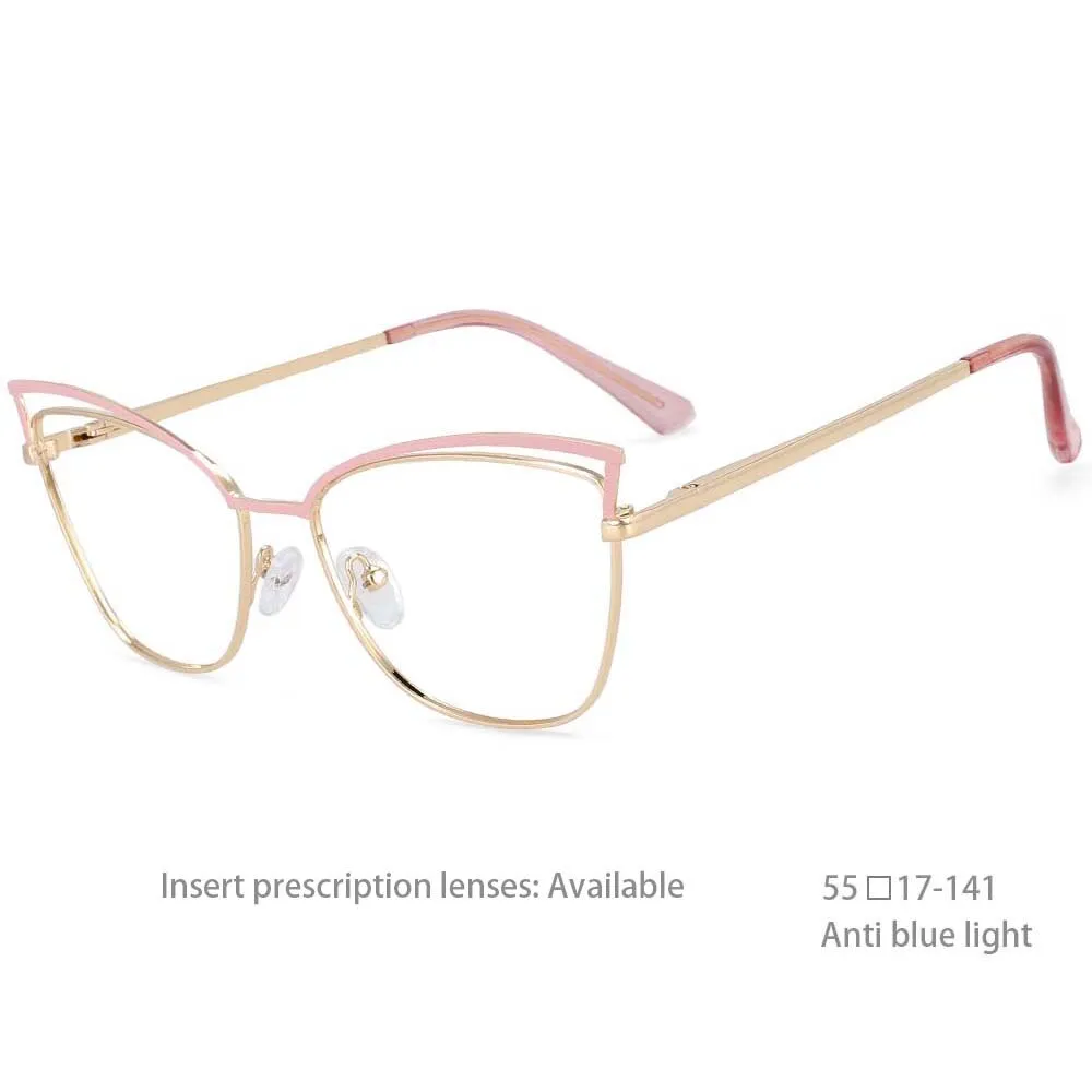 CCspace Women's Full Rim Square Cat Eye Alloy Frame Eyeglasses 54396