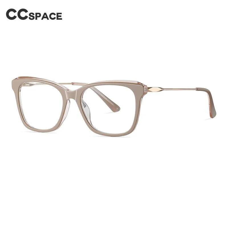 CCspace Women's Full Rim Square Cat Eye Spring Hinge Acetate Alloy Eyeglasses 56241