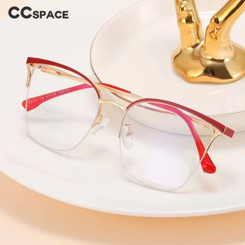 CCspace Women's Full Rim Square Cat Eye Stainless Steel Acetate Eyeglasses 54825