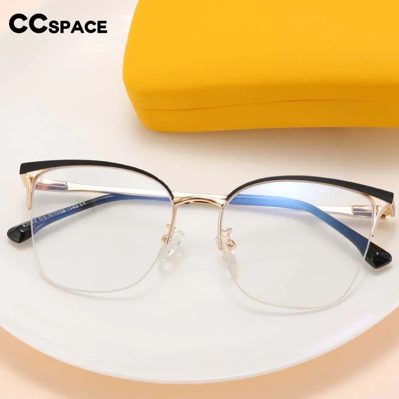 CCspace Women's Full Rim Square Cat Eye Stainless Steel Acetate Eyeglasses 54825